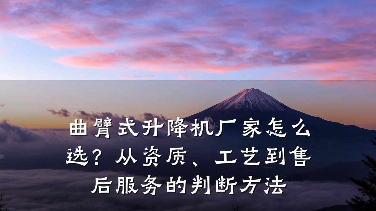 曲臂式升降机厂家怎么选?从资质、工艺到售后服务的判断方法