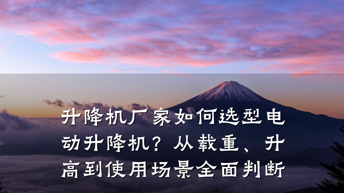 升降机厂家如何选型电动升降机?从载重、升高到使用场景全面判断