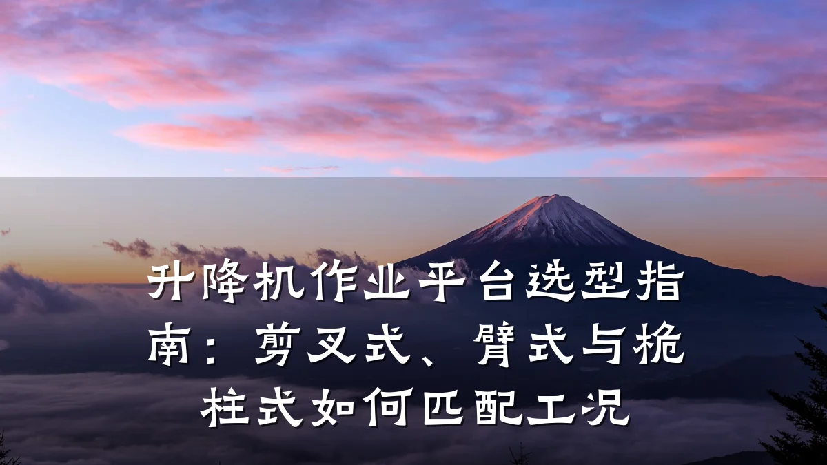 升降机作业平台选型指南:剪叉式、臂式与桅柱式如何匹配工况