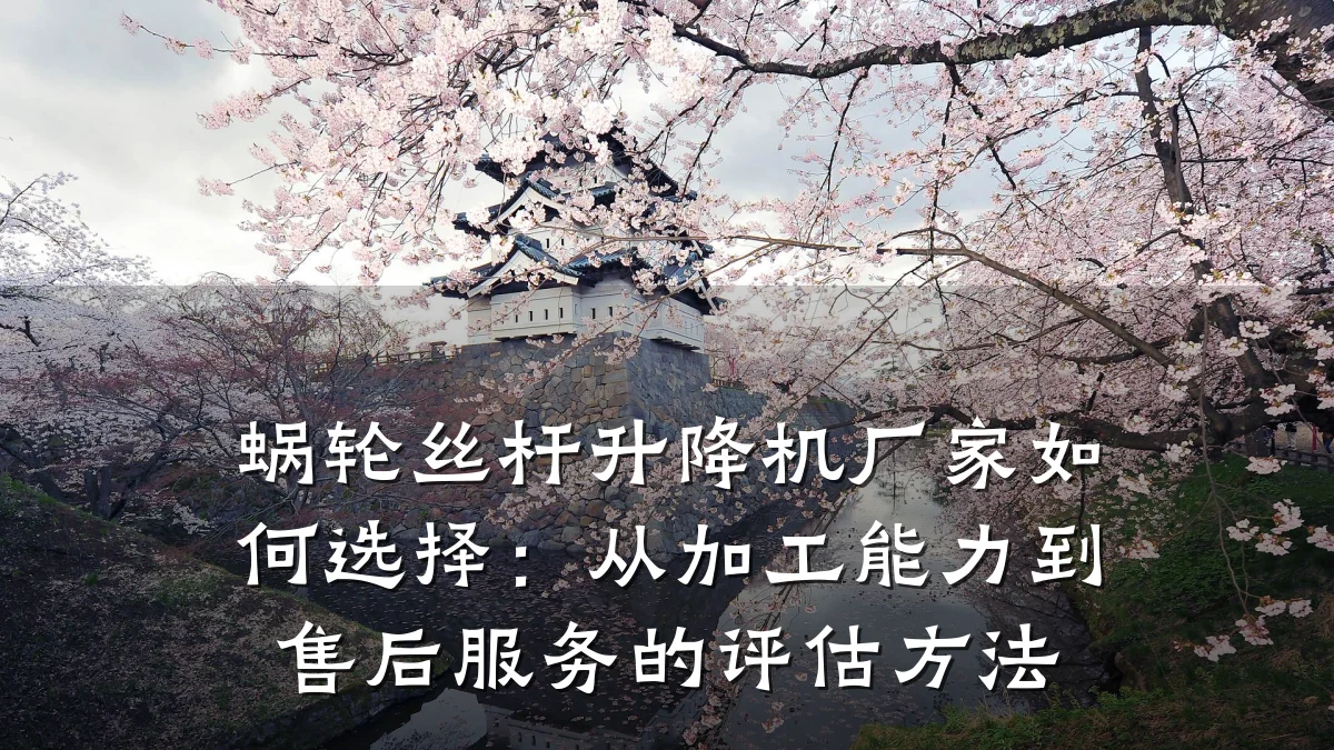 蜗轮丝杆升降机厂家如何选择:从加工能力到售后服务的评估方法