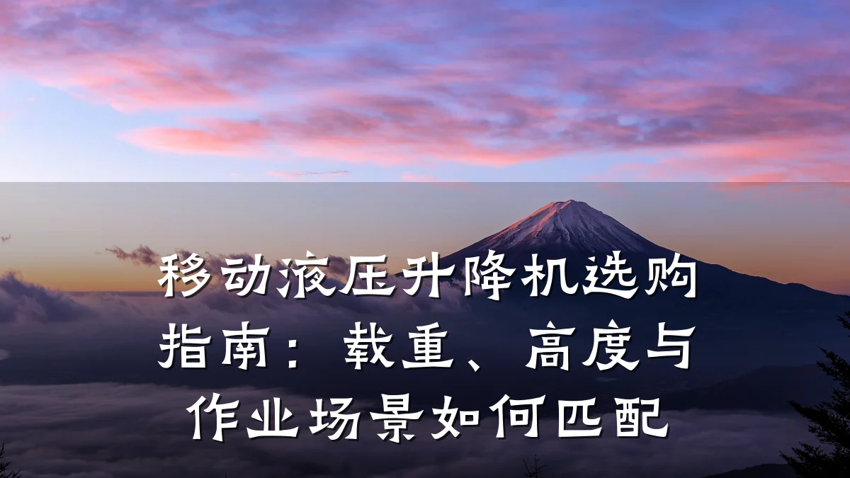 移动液压升降机选购指南:载重、高度与作业场景如何匹配
