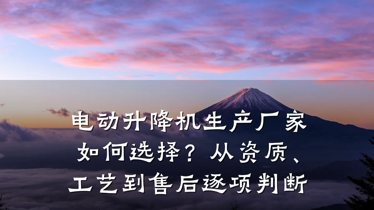 电动升降机生产厂家如何选择?从资质、工艺到售后逐项判断